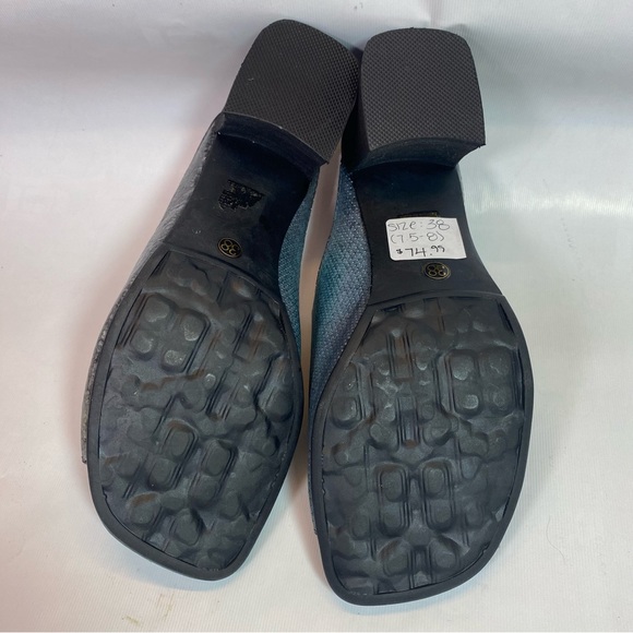 L’ARTISTE Tonalna Blu Leather Blue Sandals Block Heel Sandals Size 38 New/Box - Picture 7 of 7